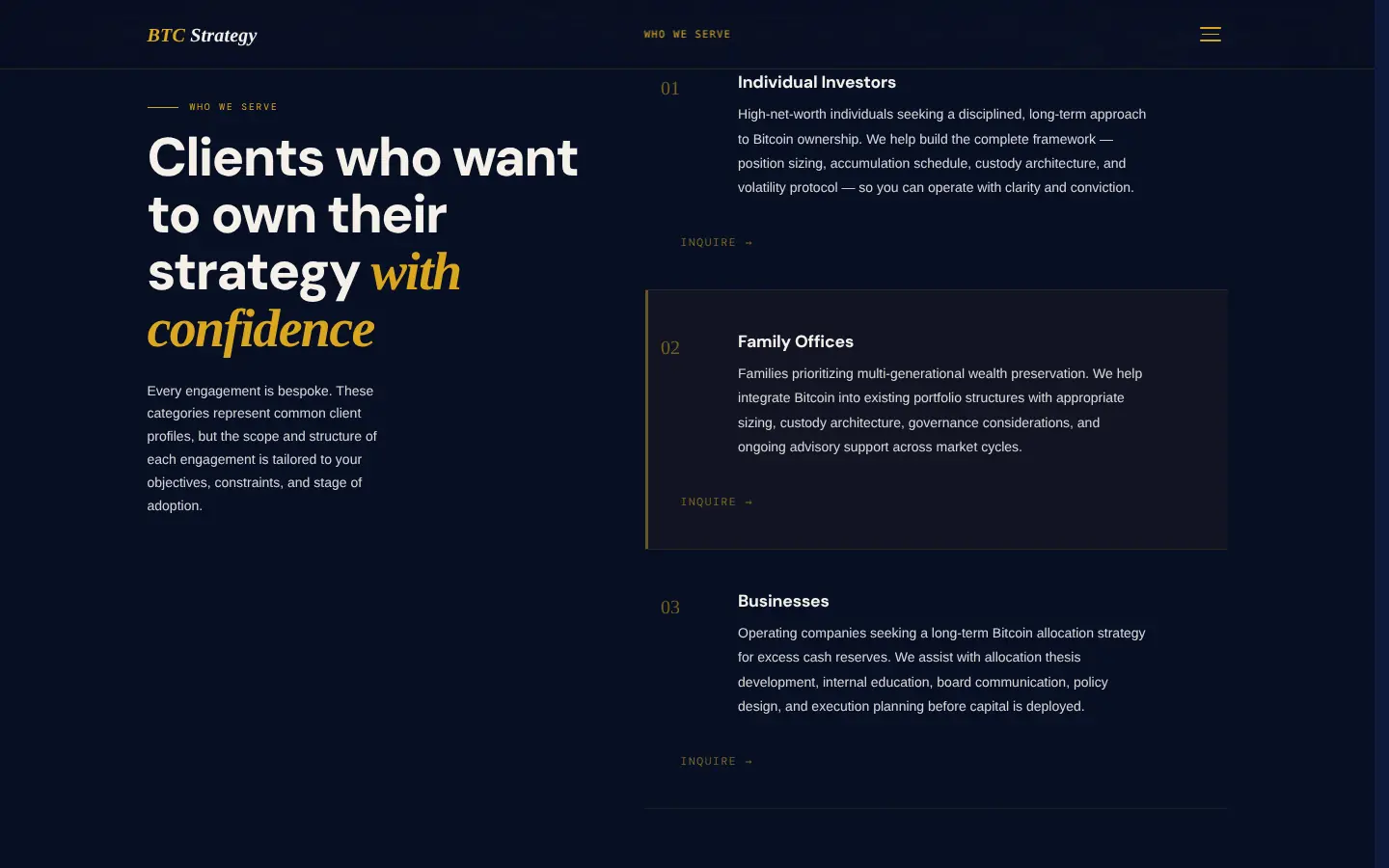 BTC Strategy, screen 2