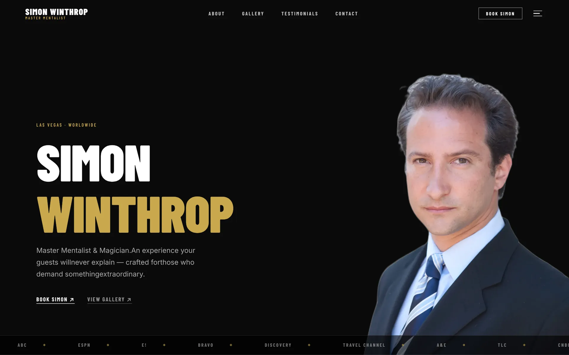 The Simon W website, first screen